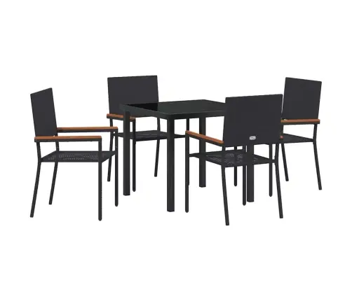 5 Daļu Dārza Ēdamgaldu Komplekts Melnā Poliratāna Vidaxl