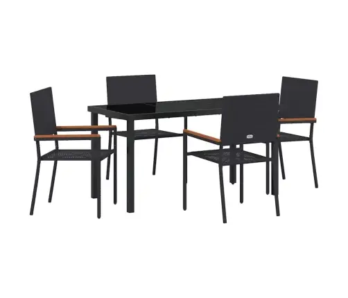 Sodo Valgomojo Komplektas Su Pagalve 5 Pcs Juoda Poliratanas