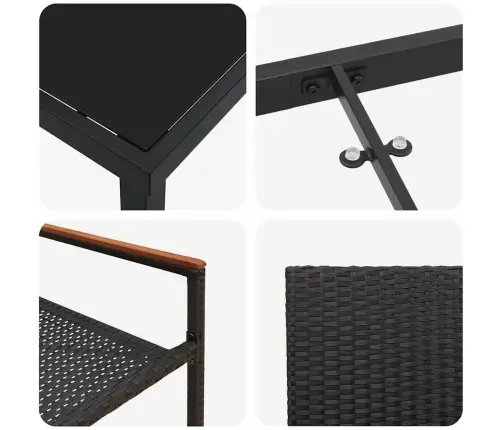 Sodo Valgomojo Komplektas 7 Pcs Juoda Poli Ratanas Sodo Valgomojo Komplektas 7 Pcs Juoda Poli Ratanas