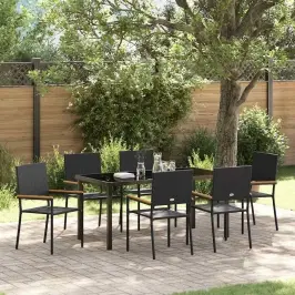 Sodo Valgomojo Komplektas 7 Pcs Juoda Poli Ratanas
