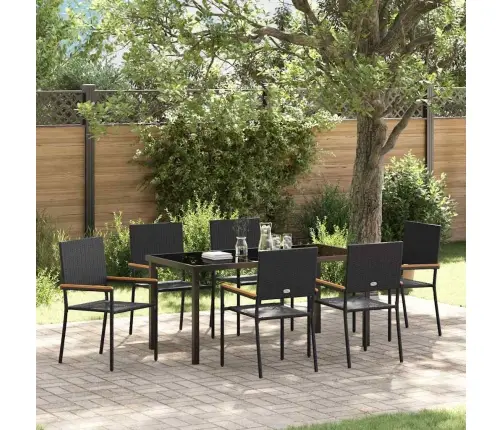 Sodo Valgomojo Komplektas 7 Pcs Juoda Poli Ratanas Sodo Valgomojo Komplektas 7 Pcs Juoda Poli Ratanas