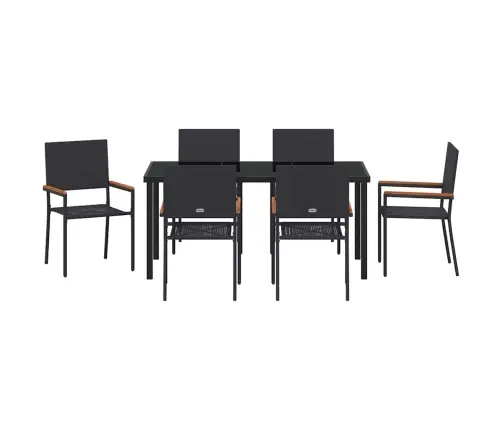 Sodo Valgomojo Komplektas 7 Pcs Juoda Poli Ratanas Sodo Valgomojo Komplektas 7 Pcs Juoda Poli Ratanas