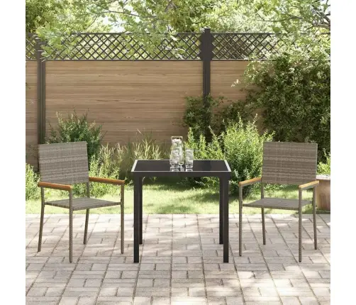 3 Daļu Dārza Ēdamgalds Pelēks Poli Ratan Vidaxl