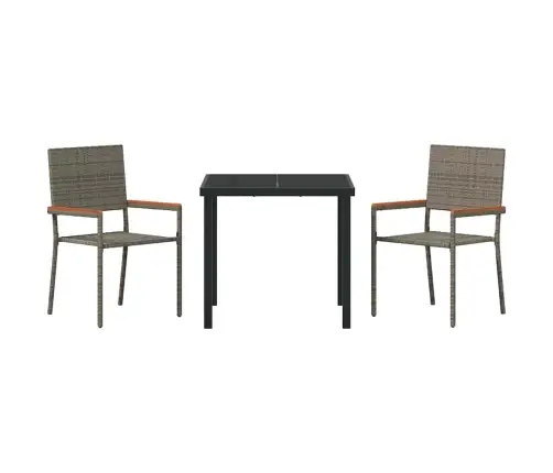 3 Daļu Dārza Ēdamgalds Pelēks Poli Ratan Vidaxl