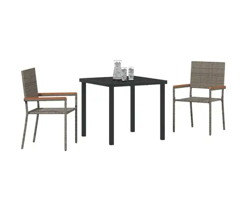 3 Daļu Dārza Ēdamgalds Pelēks Poli Ratan Vidaxl