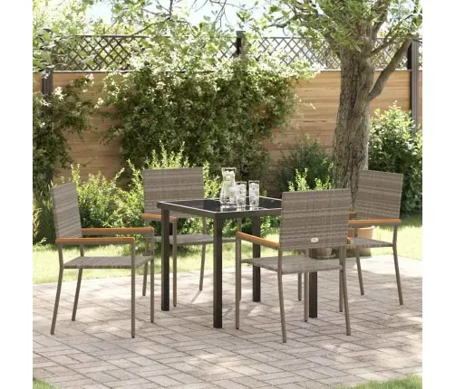 Sodo Valgomojo Komplektas Su Pagalve 5 Pcs Pilka Poliratanas