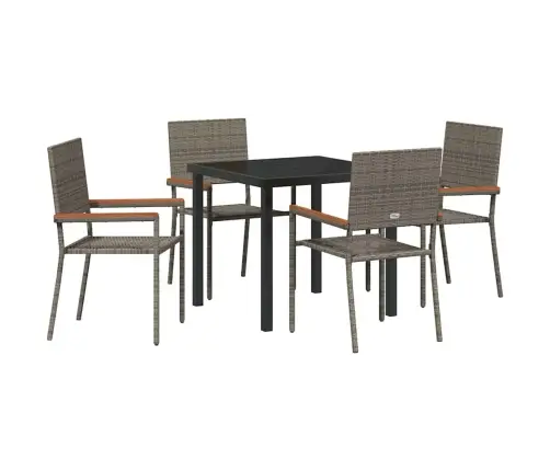 Sodo Valgomojo Komplektas Su Pagalve 5 Pcs Pilka Poliratanas