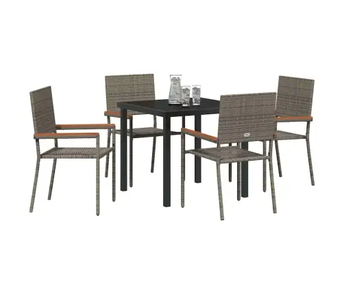 Sodo Valgomojo Komplektas Su Pagalve 5 Pcs Pilka Poliratanas