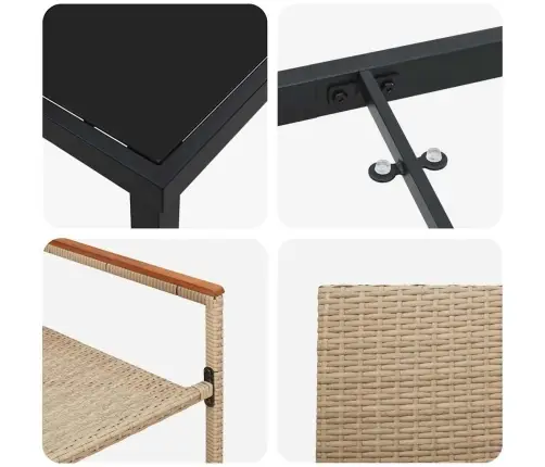 Aia Söögilaudade Komplekt Padjaga 3 Pcs Beež Polürotang