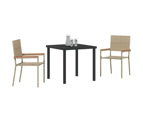 Aia Söögilaudade Komplekt Padjaga 3 Pcs Beež Polürotang