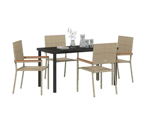 Sodo Valgomojo Komplektas Su Pagalve 5 Pcs Smėlio Poliratanas