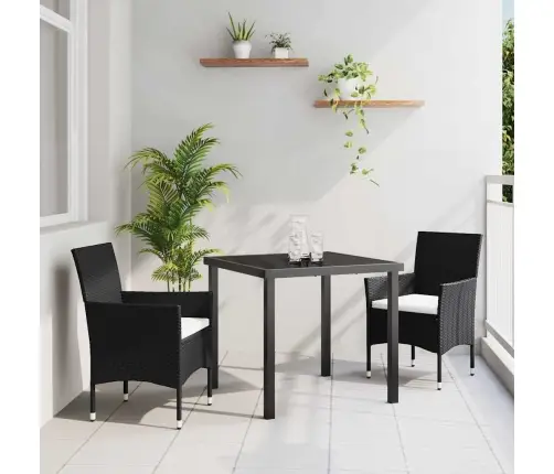 Sodo Valgomojo Komplektas Su Pagalve 3 Pcs Juoda Poliratanas