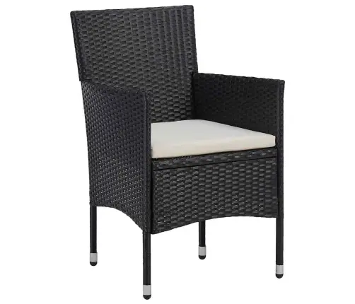 Sodo Valgomojo Komplektas Su Pagalve 3 Pcs Juoda Poliratanas