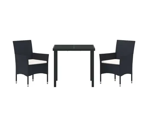 Sodo Valgomojo Komplektas Su Pagalve 3 Pcs Juoda Poliratanas