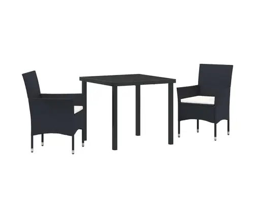 Sodo Valgomojo Komplektas Su Pagalve 3 Pcs Juoda Poliratanas