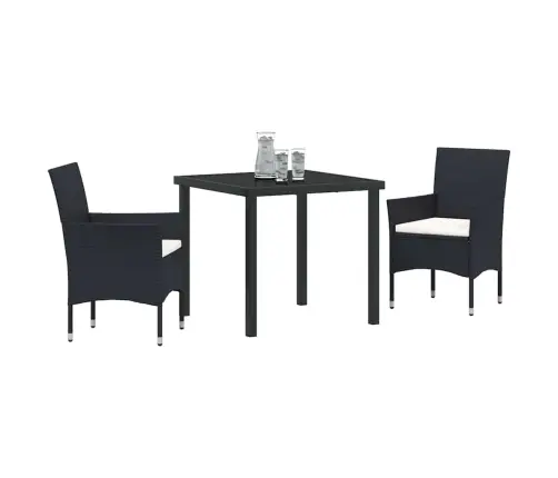 Sodo Valgomojo Komplektas Su Pagalve 3 Pcs Juoda Poliratanas