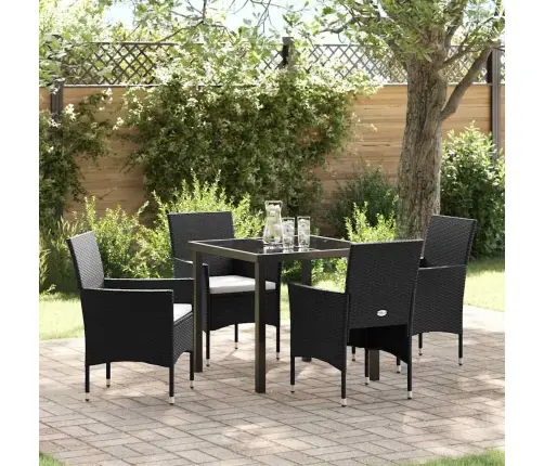 Sodo Valgomojo Komplektas Su Pagalve 5 Pcs Juoda Poliratanas