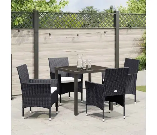 Sodo Valgomojo Komplektas Su Pagalve 5 Pcs Juoda Poliratanas