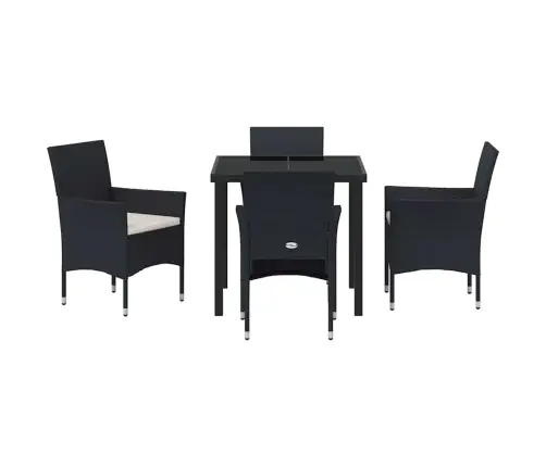 Sodo Valgomojo Komplektas Su Pagalve 5 Pcs Juoda Poliratanas