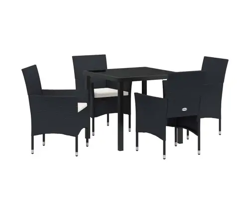 Sodo Valgomojo Komplektas Su Pagalve 5 Pcs Juoda Poliratanas