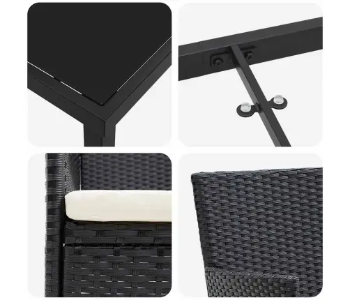 Aia Söögilaudade Komplekt Padjaga 7 Pcs Must Polürotang