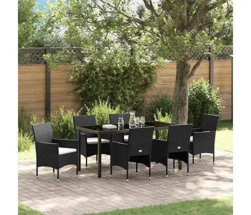 Aia Söögilaudade Komplekt Padjaga 7 Pcs Must Polürotang