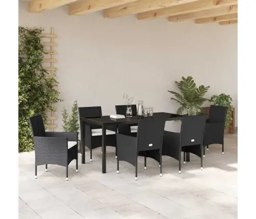 Aia Söögilaudade Komplekt Padjaga 7 Pcs Must Polürotang