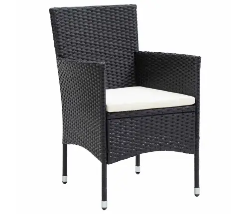 Aia Söögilaudade Komplekt Padjaga 7 Pcs Must Polürotang