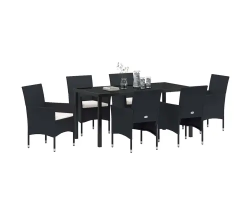 Aia Söögilaudade Komplekt Padjaga 7 Pcs Must Polürotang