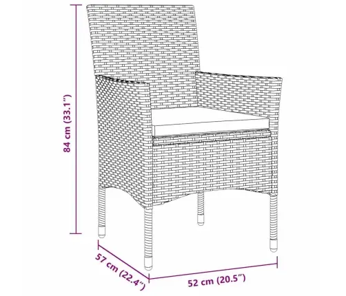 Aia Söögilaudade Komplekt Padjaga 7 Pcs Must Polürotang