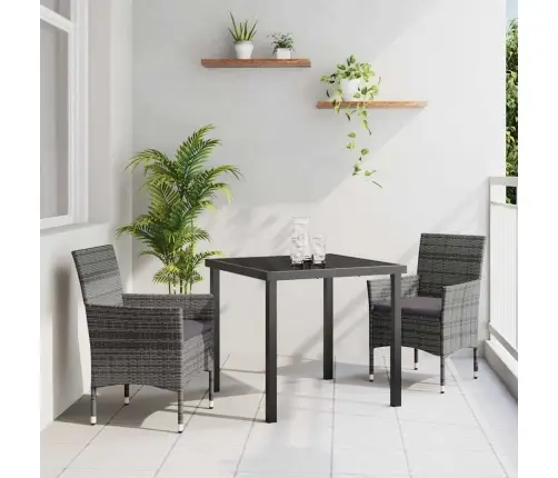 3 Daļu Dārza Galdu Komplekts Pelēkā Poliestera Vidaxl