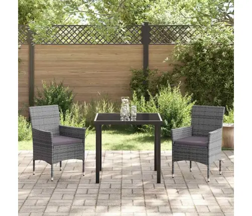 3 Daļu Dārza Galdu Komplekts Pelēkā Poliestera Vidaxl