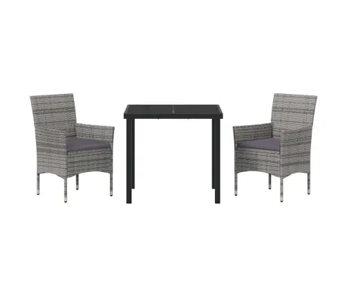 3 Daļu Dārza Galdu Komplekts Pelēkā Poliestera Vidaxl