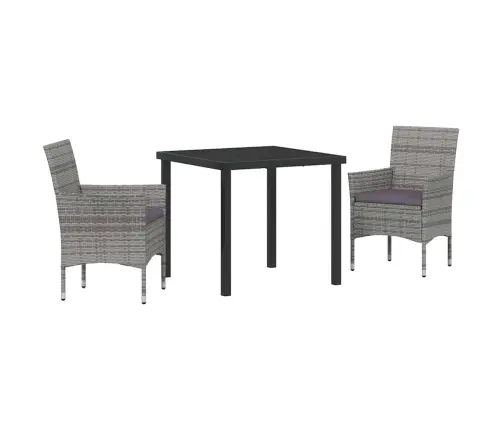 3 Daļu Dārza Galdu Komplekts Pelēkā Poliestera Vidaxl