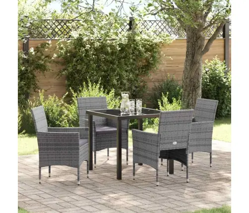 5 Gab. Dārza Ēdamgaldu Komplekts Pelēks Polirāts Vidaxl