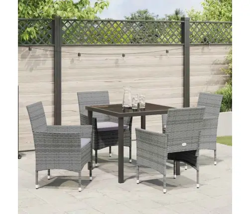 5 Gab. Dārza Ēdamgaldu Komplekts Pelēks Polirāts Vidaxl
