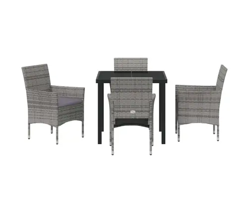 5 Gab. Dārza Ēdamgaldu Komplekts Pelēks Polirāts Vidaxl