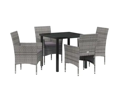 5 Gab. Dārza Ēdamgaldu Komplekts Pelēks Polirāts Vidaxl