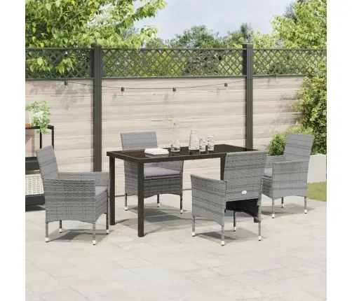 5 Daļīgs Dārza Galdu Komplekts Pelēkā Polirattanā Vidaxl