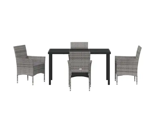 5 Daļīgs Dārza Galdu Komplekts Pelēkā Polirattanā Vidaxl