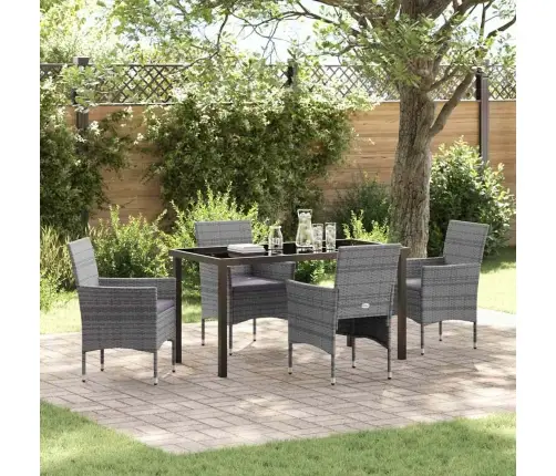 Sodo Valgomojo Komplektas Su Pagalve 5 Pcs Pilka Poli Ratanas