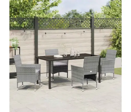 Sodo Valgomojo Komplektas Su Pagalve 5 Pcs Pilka Poli Ratanas