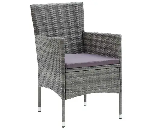 Sodo Valgomojo Komplektas Su Pagalve 5 Pcs Pilka Poli Ratanas