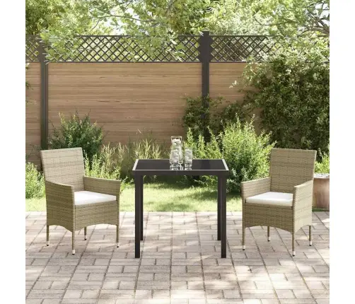 3 Daļu Dārza Ēdamgaldu Komplekts Bēšs Polyratans Vidaxl