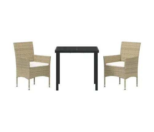 3 Daļu Dārza Ēdamgaldu Komplekts Bēšs Polyratans Vidaxl