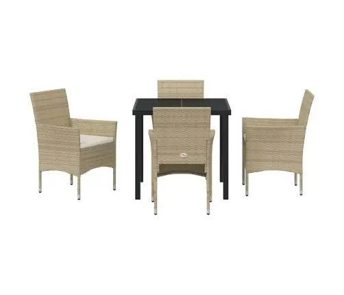 5 Daļu Dārza Ēdamgalda Komplekts, Bēšs, Polyratans. Vidaxl