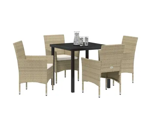 5 Daļu Dārza Ēdamgalda Komplekts, Bēšs, Polyratans. Vidaxl