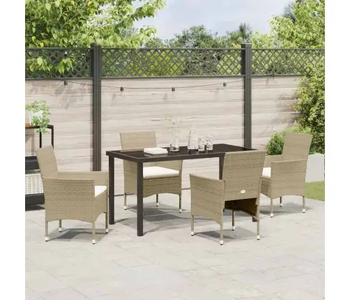 Sodo Valgomojo Komplektas Su Pagalve 5 Pcs Smėlio Poli Ratanas