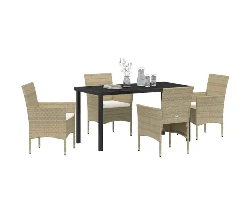 Sodo Valgomojo Komplektas Su Pagalve 5 Pcs Smėlio Poli Ratanas