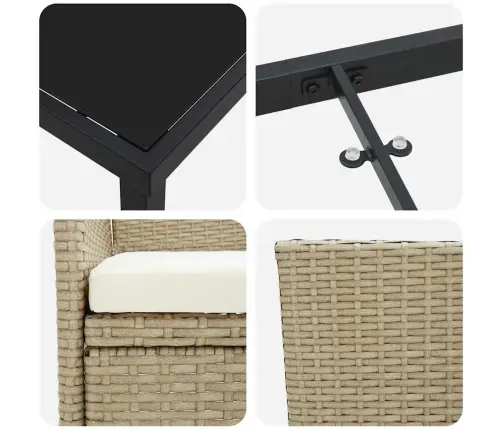 7 Daļu Dārza Ēdamgalda Komplekts Bēšā Poliratanā Vidaxl